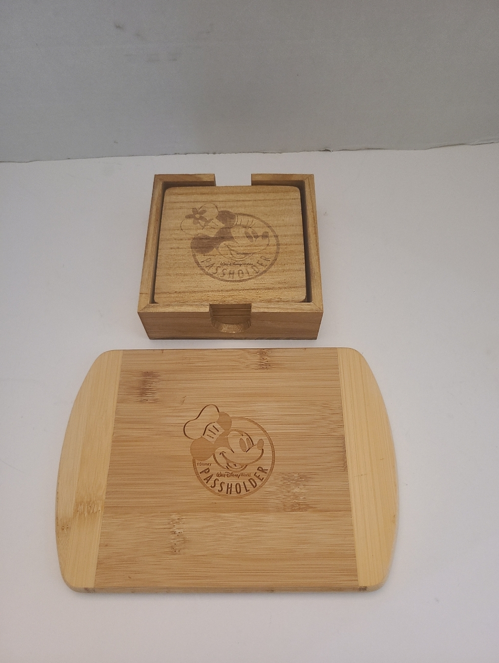 Disney Passholder Mini Cutting Board And Coasters, Pre-owned